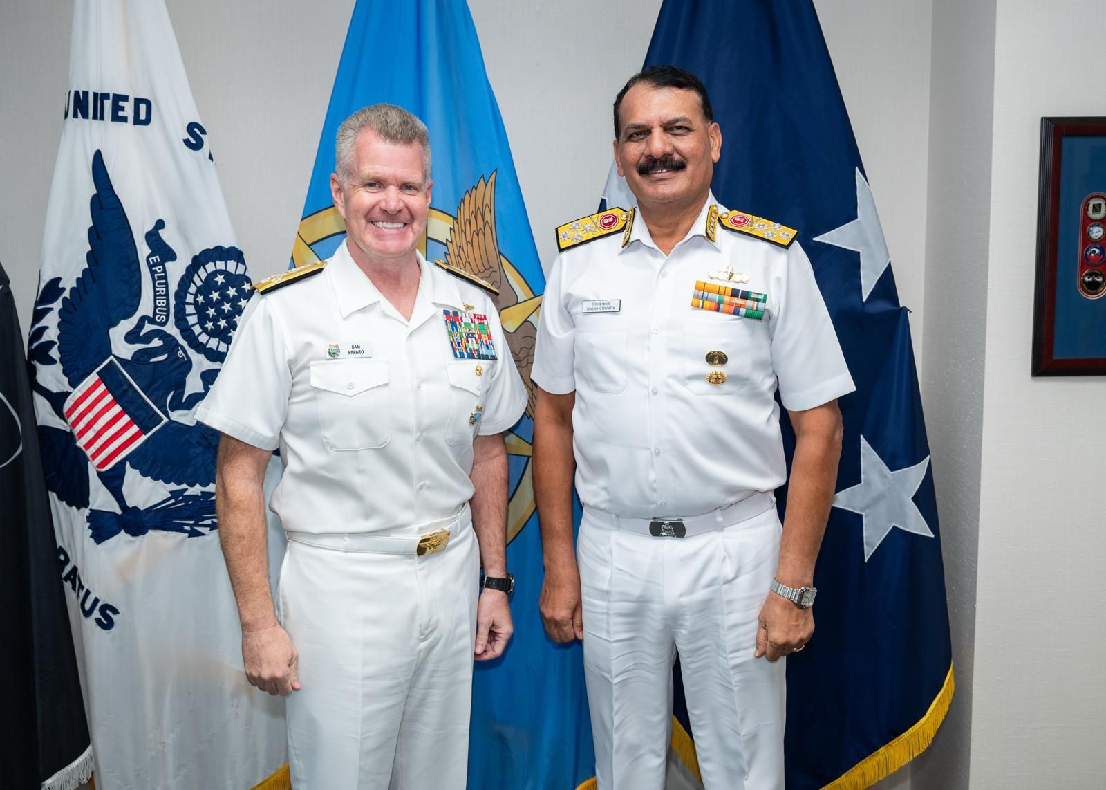 Indian Navy Chief Admiral Dinesh K. Tripathi Meets Top U.S. Naval Commanders in Washington