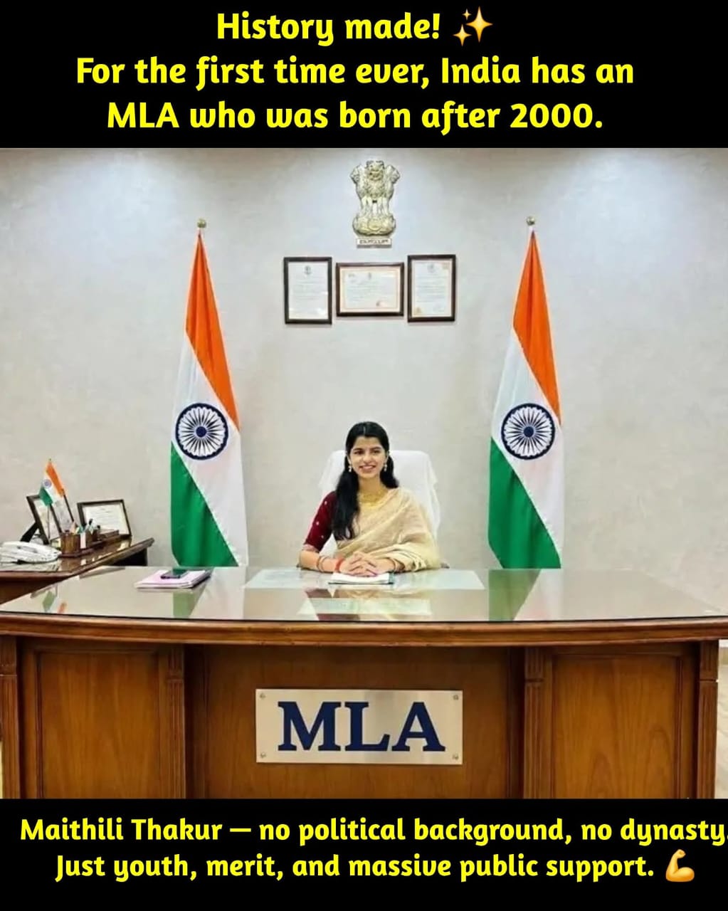 Maithili Thakur Creates History as India’s First 21st-Century-Born MLA